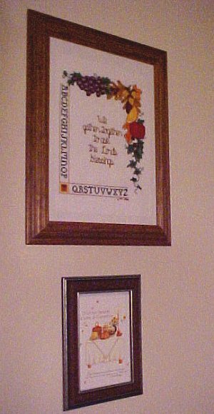 cross stitch and autumn plaque