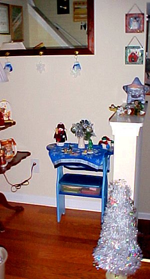 foyer with winter decorations