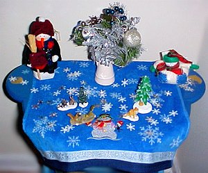 foyer with winter decorations