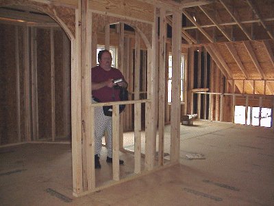 James in the framed kitchen