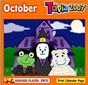 Webkinz Halloween calendar trivia